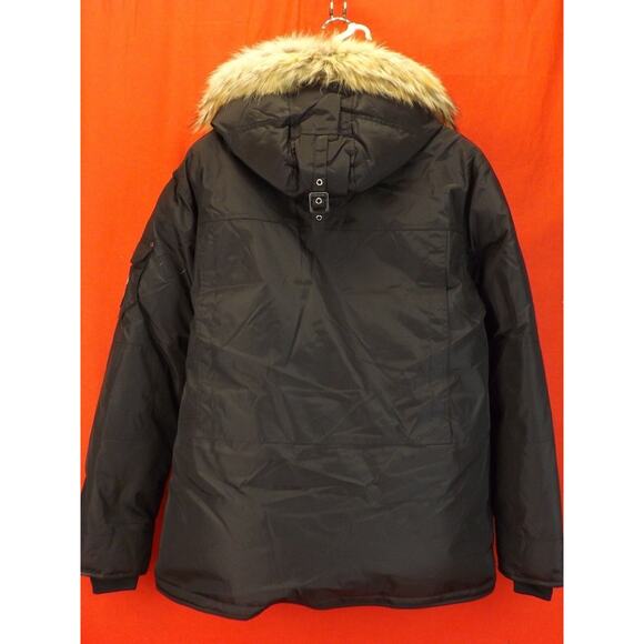 NWT PAJAR CANADA BLACK NYLON COYOTE FUR HOODIE JAMES GOOSE DOWN JACKET L - Picture 3 of 9